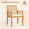 Acacia wood armchair with ergonomic backrest and removable cushion, ideal for outdoor dining and bistro settings.