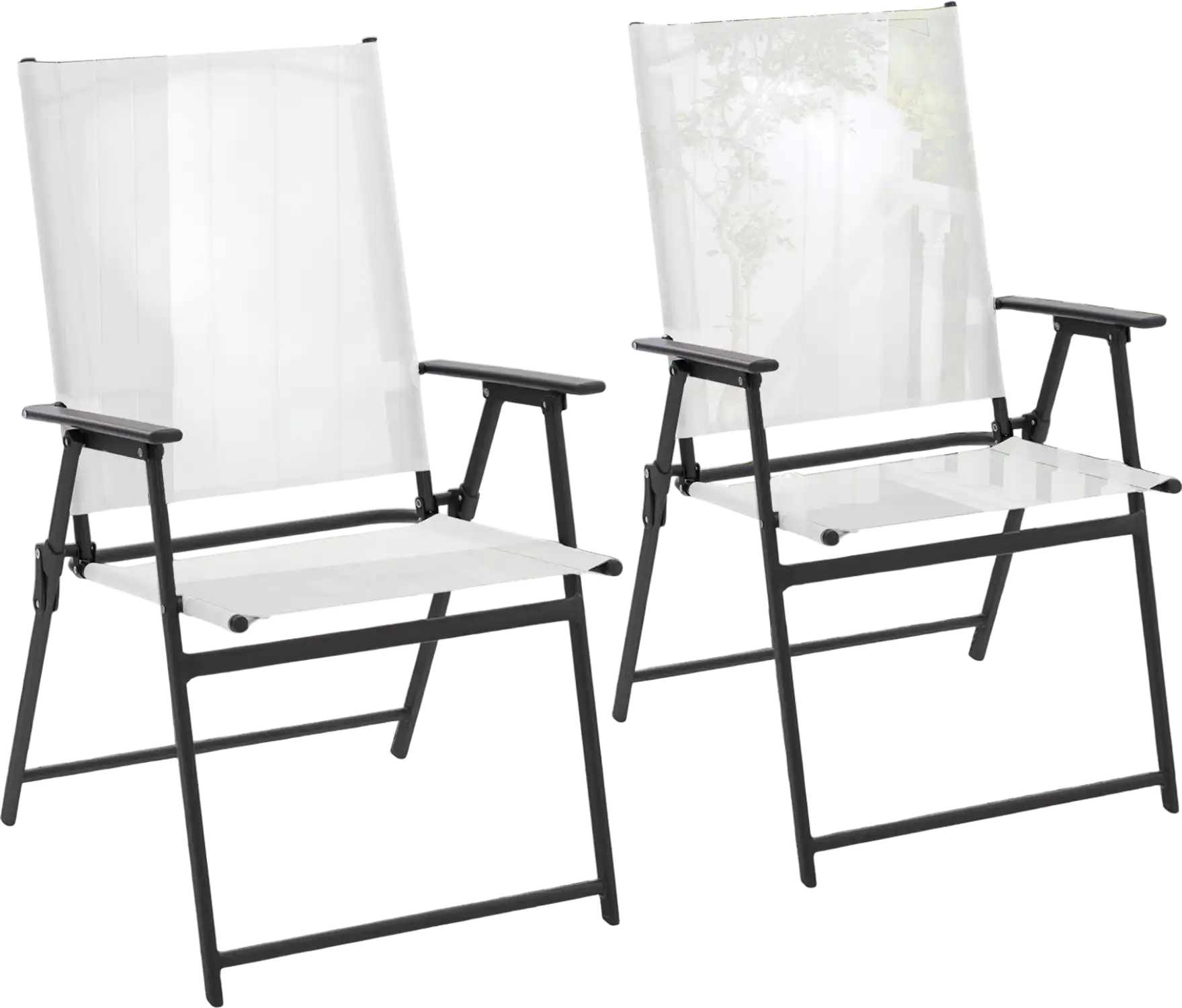 Costway 2pc Patio Folding Chairs with Armrests White 18732549 New