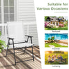 White patio folding chair with armrests, sturdy metal frame, ideal for backyard, poolside, or camping use.