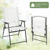 White patio folding chair with armrests, sturdy metal frame, 330 lbs capacity, ideal for garden and deck use.