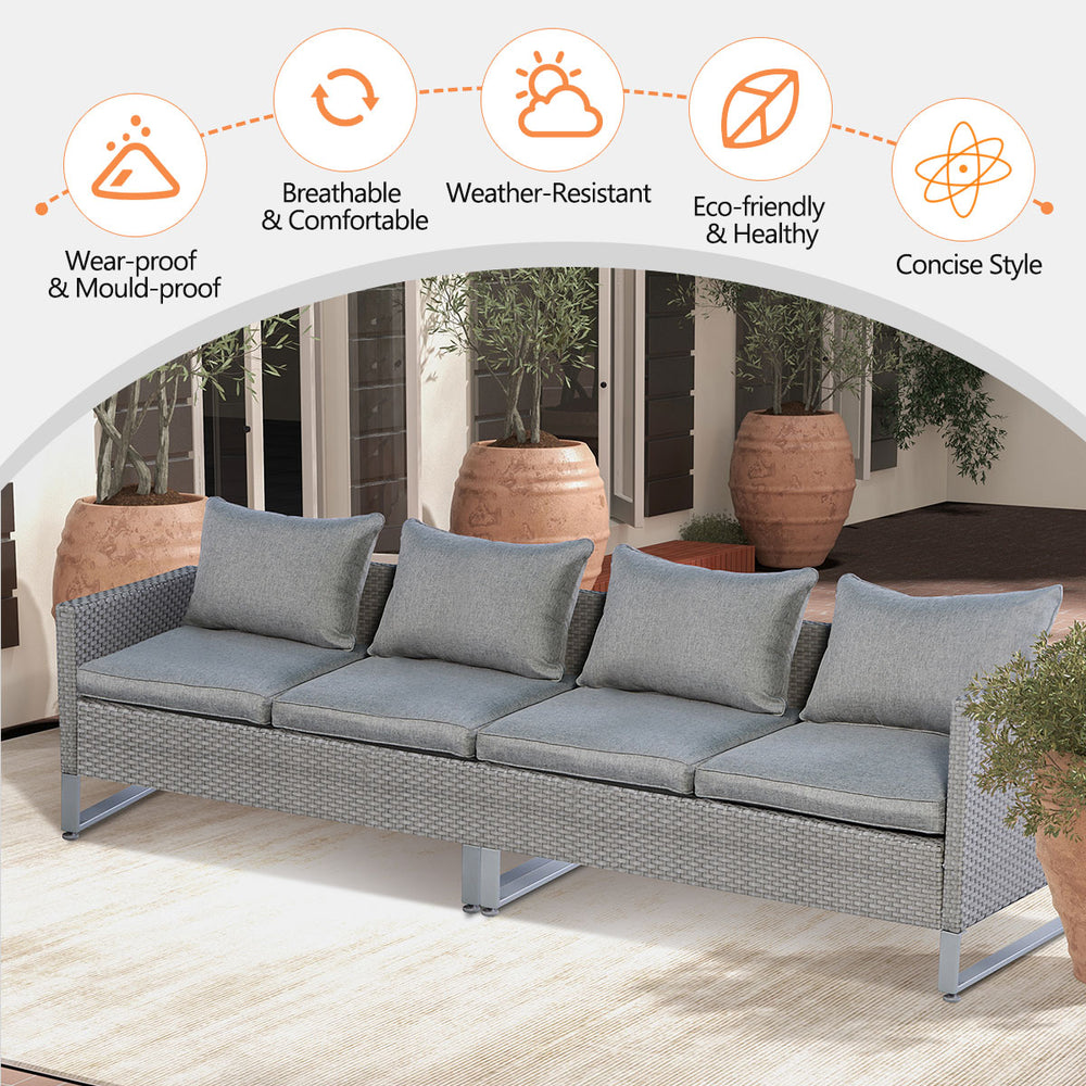 Gray 2-piece patio sofa set with soft cushions, sturdy metal frame, and clips for seamless arrangement, perfect for.