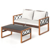 Two-piece patio furniture set featuring PE wicker loveseat and glass-top coffee table, ideal for outdoor conversation.