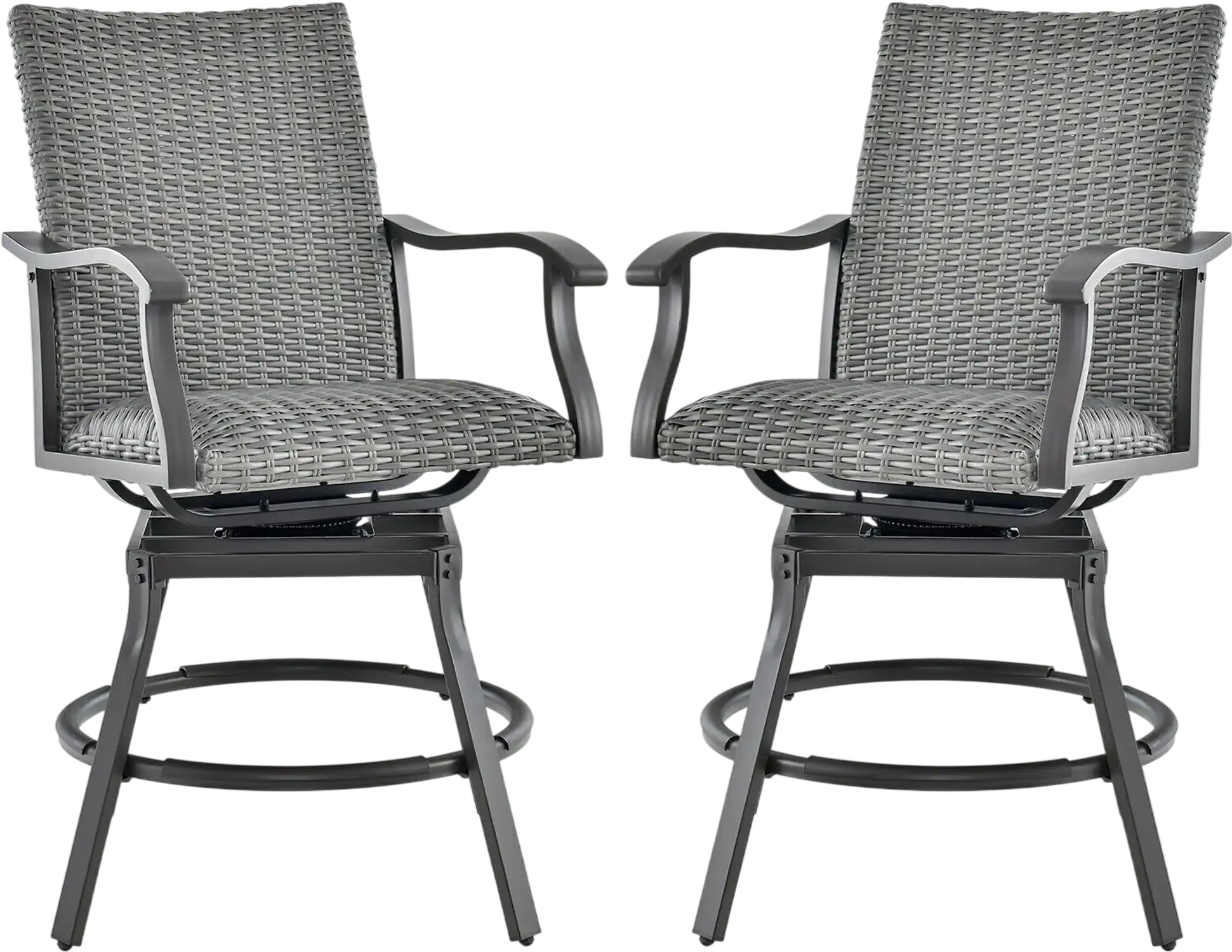Costway 2-Pc Patio Swivel Bar Chair Set Quick-Dry 4D Air Fiber Cushion 39715682 New