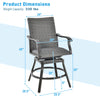 Patio swivel bar chair with gray PE rattan, 360° swivel feature, and quick-dry cushion for outdoor relaxation.