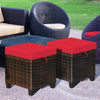 2 Pieces Patio Rattan Ottoman Set with Removable Cushions-Red - Gallery View 1 of 10