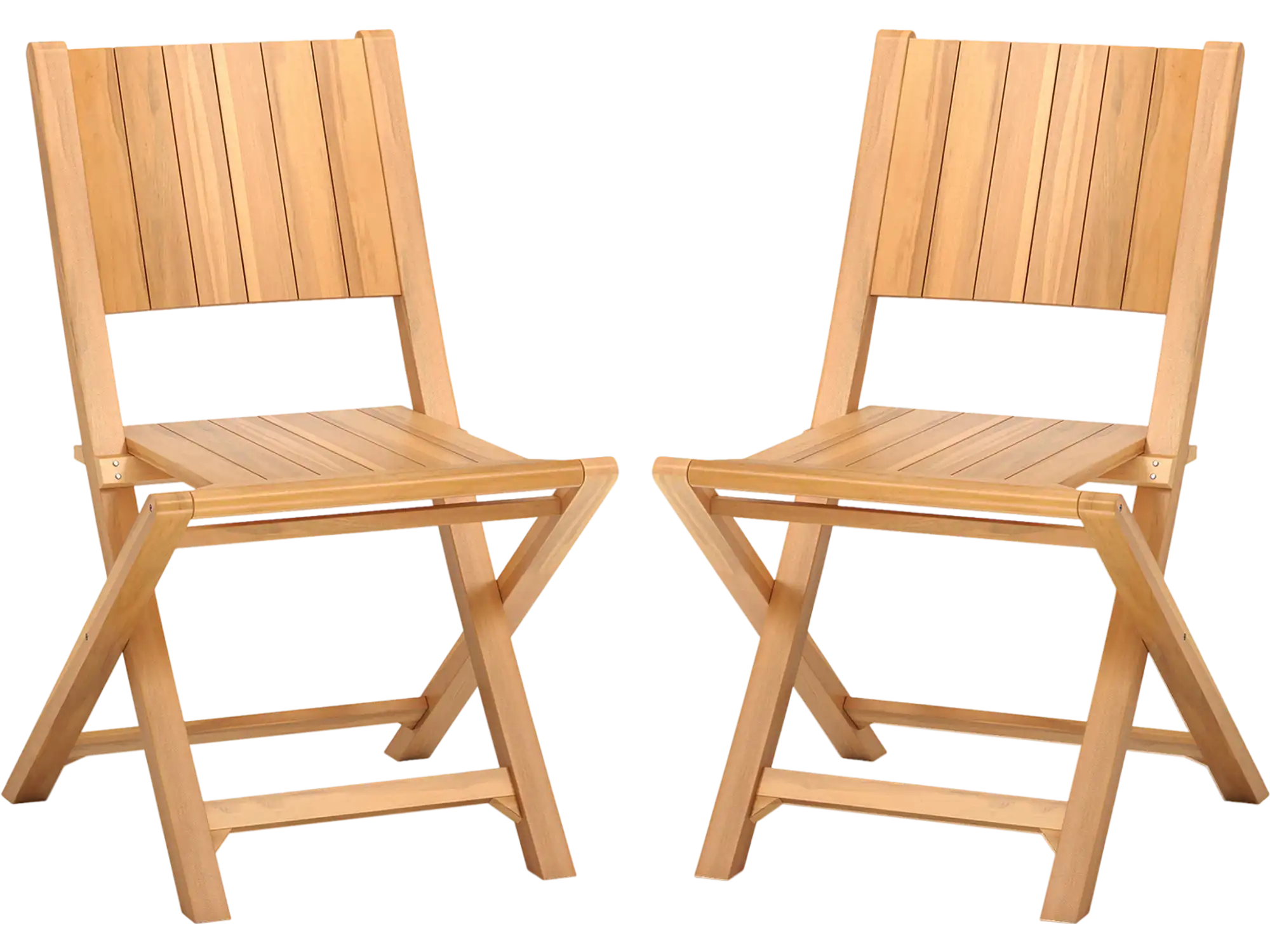 Costway Teak Wood Outdoor Patio Dining Chairs Slatted Seat 657498312 New