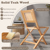 Teak wood outdoor dining chair with slatted seat, reinforced X-shaped structure, and additional back support for.