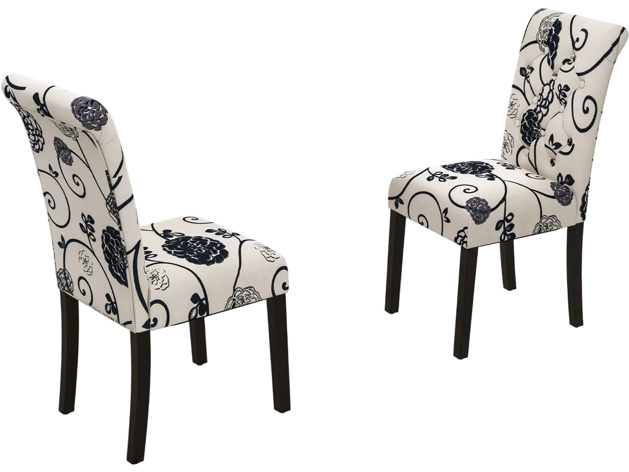 Costway 2-Pc Tufted Upholstered Dining Chair Set Blue White 86409521 New