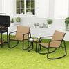2 Rocking Bistro Chairs and Glass-Top Table for Porch Yard Balcony-Brown - Gallery View 1 of 10