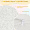 Removable back cushion cover detail of the 2-seat kids sofa in soft teddy fleece, featuring smooth zippers for easy.