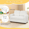 2-seat kids sofa in white with soft teddy fleece upholstery, ergonomic backrest, ideal for playroom or bedroom use.