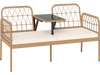 Side view of the 2-seat PE rattan outdoor loveseat featuring a built-in coffee table and soft cushions, ideal for.
