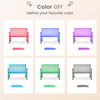 2-seat patio wood bench with cozy armrests, shown in various colors, ideal for garden or backyard relaxation.