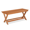 2-seat wooden garden patio bench with X-shaped legs, perfect for outdoor relaxation and stylish seating.