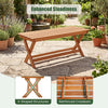 2-seat wooden garden patio bench with X-shaped legs and reinforced crossbars, perfect for outdoor seating.