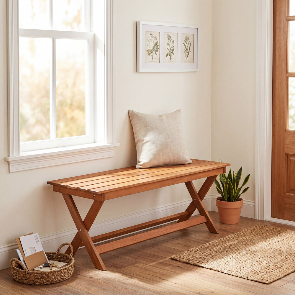 2-Seat Wooden Garden Patio Bench with X-Shaped Legs-1 Piece - Gallery View 1 of 9