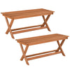 2-Seat Wooden Garden Patio Bench with X-Shaped Legs-Set of 2 - Gallery View 1 of 9