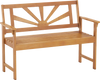 2-Seater Acacia Wood Loveseat Bench with Backrest and Armrests for Patio