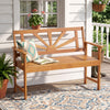 Acacia wood 2-seater loveseat bench with a slatted design, perfect for enhancing comfort on your patio or balcony.