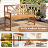 2-seater acacia wood loveseat bench with backrest and armrests, perfect for garden, porch, or balcony relaxation.