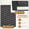 Close-up of the black corduroy cover of a 2-seater floor couch loveseat, featuring high-density foam filling for cozy.