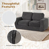 Black 2-seater floor couch loveseat with removable corduroy cover, featuring non-slip base and smooth hidden zippers.