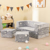 2 Seater Kids Play Couch with Removable and Machine Washable Flannel Cover-Gray - Gallery View 1 of 10