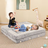Kids play couch in gray with removable flannel cover, perfect for imaginative play and cozy lounging.