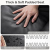 Close-up of the soft padded seat of a black 2-seater kids recliner with high-density sponge filling for comfort.