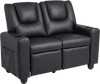 Black 2-seater kids recliner sofa chair showcasing side pockets for convenient storage of toys and books during.