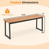 2-seater outdoor dining bench with acacia wood seat, metal legs, and 800 lbs capacity, suitable for indoor and outdoor use.