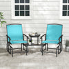 2-Seater Outdoor Glider Bench with 2-Tier Center Table-Turquoise - Gallery View 1 of 10