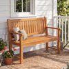 2-Seater Outdoor Wooden Bench with Backrest and Armrests-Natural - Gallery View 1 of 11