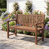2-Seater Outdoor Wooden Bench with Backrest and Armrests-Brown - Gallery View 1 of 9