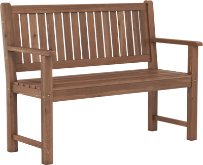 Costway 2-Seater Outdoor Wooden Bench w/ Backrest Armrests 82509008 New