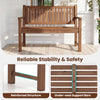 2-seater outdoor wooden bench in brown with backrest and armrests, featuring a durable fir wood frame for stability.