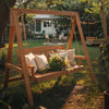 2-seater porch swing with adjustable chains, made of hardwood, perfect for garden relaxation and sturdy support.