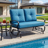 2 Seats Outdoor Swing Glider Chair with Comfortable Cushions-Blue - Gallery View 1 of 9