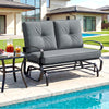 2 Seats Outdoor Swing Glider Chair with Comfortable Cushions-Gray - Gallery View 1 of 9