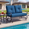 2 Seats Outdoor Swing Glider Chair with Cushions-Navy - Gallery View 1 of 9