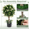 Artificial topiary tree with white blossoms, 26 inches tall, perfect for home decor and maintenance-free greenery.