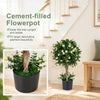 Artificial topiary tree with white blossoms in a weighted pot, perfect for home decor and maintenance-free greenery.