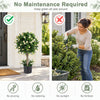 Realistic 26-inch artificial topiary tree with white blossoms in a weighted pot, ideal for maintenance-free decoration.