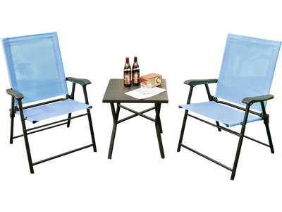 Costway Patio Dining Chairs Set of 2 Blue Armrests Metal Frame 41283976 New