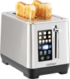 Stainless steel toaster with 6 browning levels, 4 bread types, and LED display for effortless operation and consistent results.