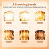 Showcasing 6 browning levels, this toaster customizes toast shade for perfect results with various bread types.