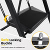 Safe locking buckle on the 2-step folding ladder ensures secure use, featuring wide anti-slip pedals for stability.