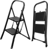 Folding 2 step ladder with handrail, wide anti-slip pedals, and 330 lbs capacity for safe and easy access to high places.