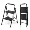 2-step ladder with wide anti-slip pedals, heavy-duty metal frame, compact design for easy storage and portability.