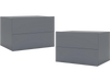 Gray floating nightstand with two storage drawers, wall-mounted design for space-saving and modern style in the bedroom.